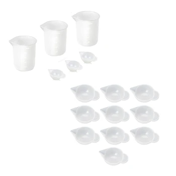 

12 Pcs Silicone Cup: 10Pcs Silicone Mold Cup for Jewelry Making Tool Diy Mold Accessory & 2 Pcs Silicone Measuring Cups