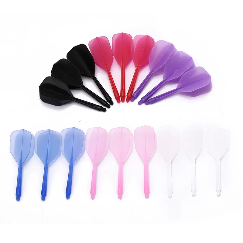 Lote de 3 unids/lote de dardos de plástico anticaída de 75mm profesionales y duraderos, vuelo de dardos de 2BA con tornillo suave en uno, 6 colores