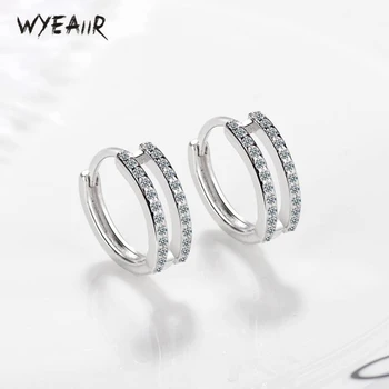 

WYEAIIR Exquisite Geometry Circle Zircon Literary Sweet Romantic 925 Sterling Silver Female Dangle Earrings