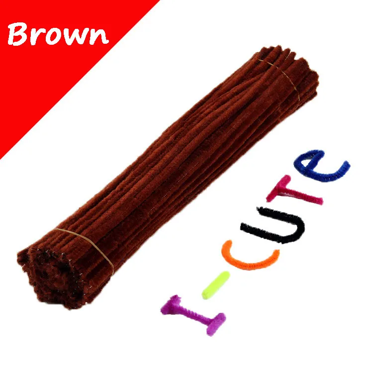 brown 30/50/100 шт 34 видов цвет стебли синели, очистители труб ручной работы DIY Искусство ремесло Материал для творчества ручной работы для детей - Цвет: brown