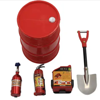 

5PC 1/10 RC Crawler Accessory Parts Simulation Fire Extinguisher Oil Drum/Tank Shovel Nitrogen Bottle Model For Axial SCX10 TRX4