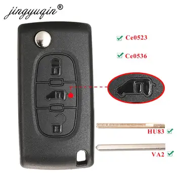 Keyforkess 3BTN Flip Remote Van Car Key per Peugeot Partner Expert Citroen Berlingo spedizione (Van) pieghevole Ce0523 ce0536 HU83 VA2