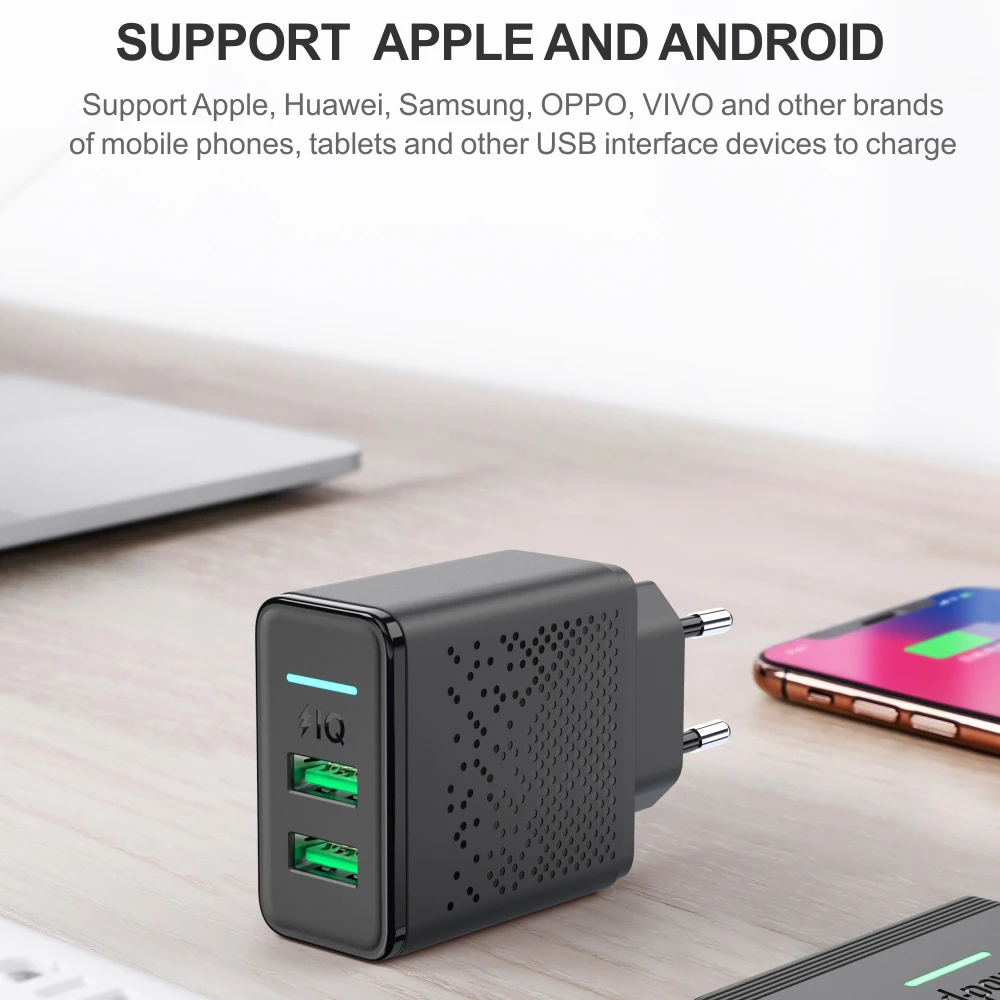 Dpower Dual USB зарядное устройство для телефона 5V 2.4A Быстрая зарядка для iPhone samsung Xiaomi huawei EU штепсельная вилка настенное зарядное устройство для телефона адаптер