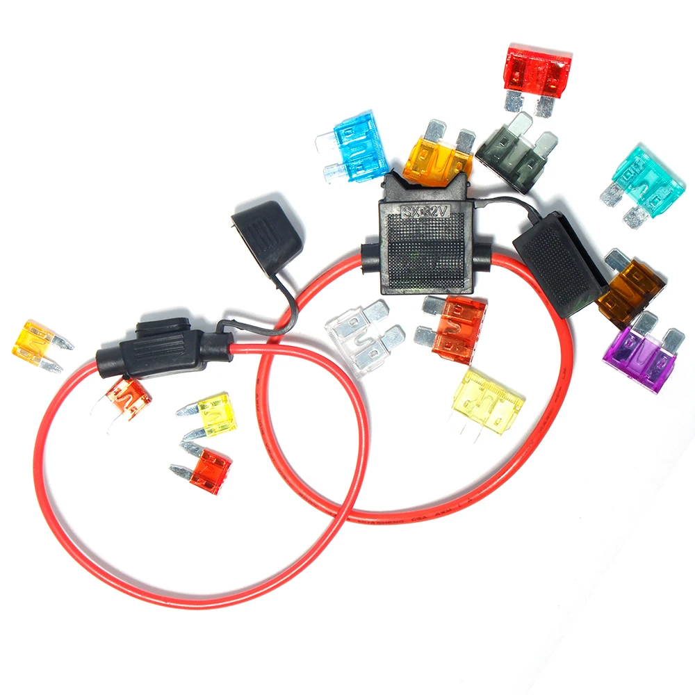 

10 pcs Car Mini Blade Fuse adapter Holder Splash-proof for Automotive Waterproof Power Medium small Type In Replacement Socket