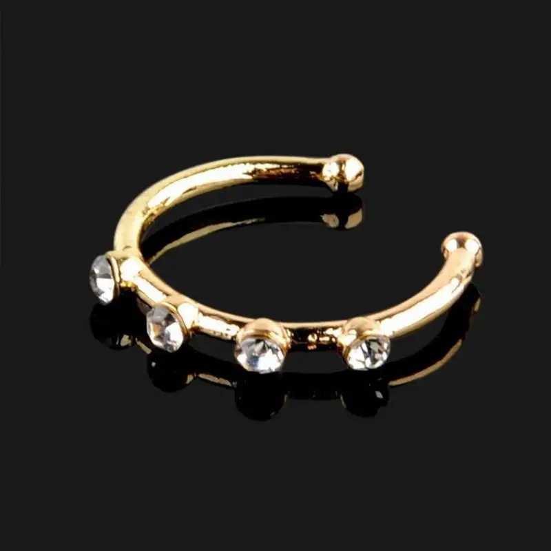 1PCS Surgical Steel Zircon Gem Bone Nose Stud Piercing Earring Anodized Rose gold Color Nose Prong body Jewelry