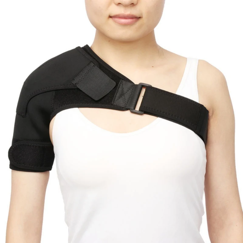 Adjustable Breathable Gym Sports Care Single Shoulder Support Back Brace Guard Strap Wrap Belt Band Pads Black Bandage Men Women