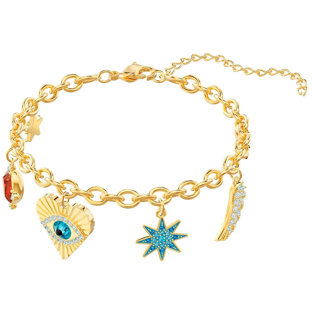Новинка года: комплект колье с подвеской Lucky Goddess Star золотого цвета с подвеской, подвеска в виде подковы, стрелы Купидона, кристалл в виде глаза демона, Женские Ювелирные изделия