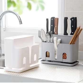 

Kitchen Utensil Holder Plastic Knife Stand Holder Organizer Multi Functional Kitchen Storage Box Rack Cutlery Holder