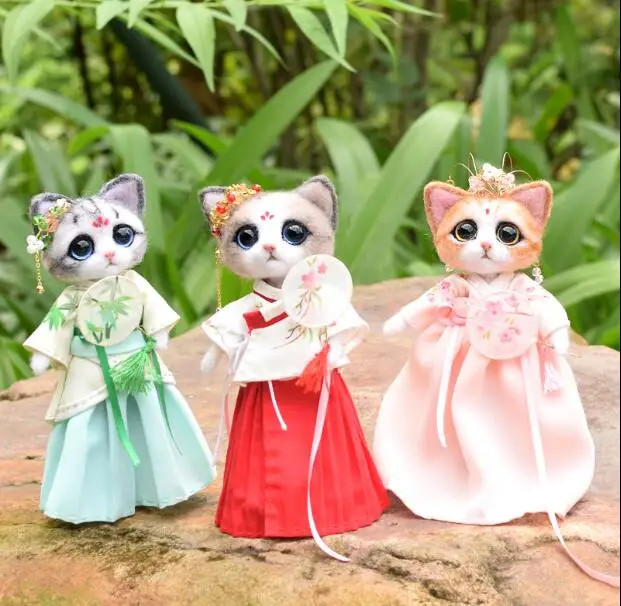 Древний стиль Hanfu котенок шерсть иглы Набор войлок валяния брелок ремесло needlecture