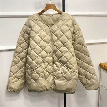 

Female Loose Down Jacket White Goose Down Single Breasted Simple Down Coat Winter Outwear
