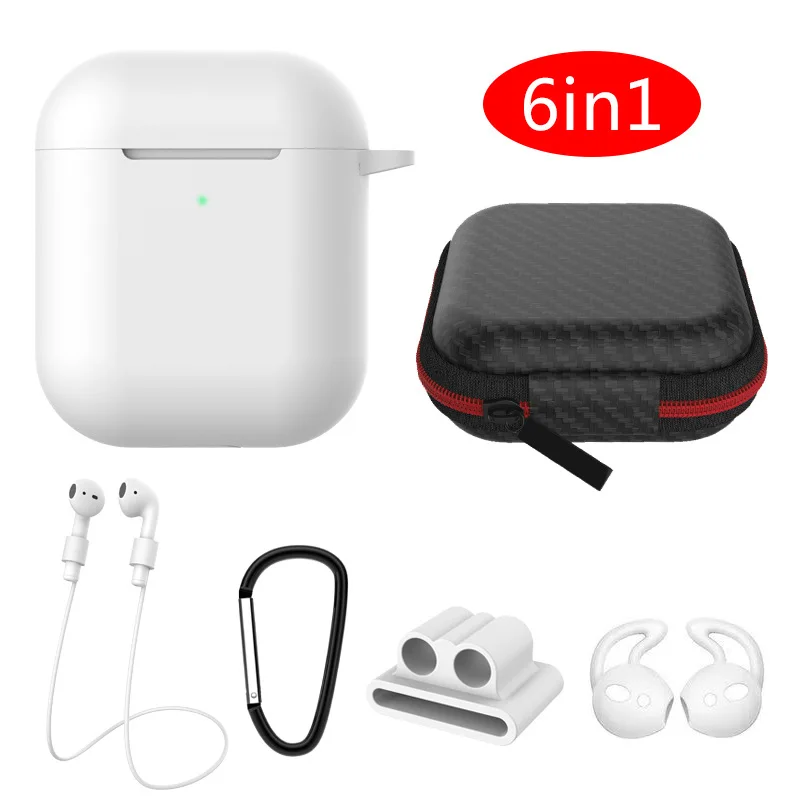 Generation 2th White JUESSEN, аксессуары для AirPods, силиконовый защитный чехол, чехол, анти потеря, ремешок и крышка для ушей, крючки для Apple AirPods, чехол - Цвет: Generation 2th White