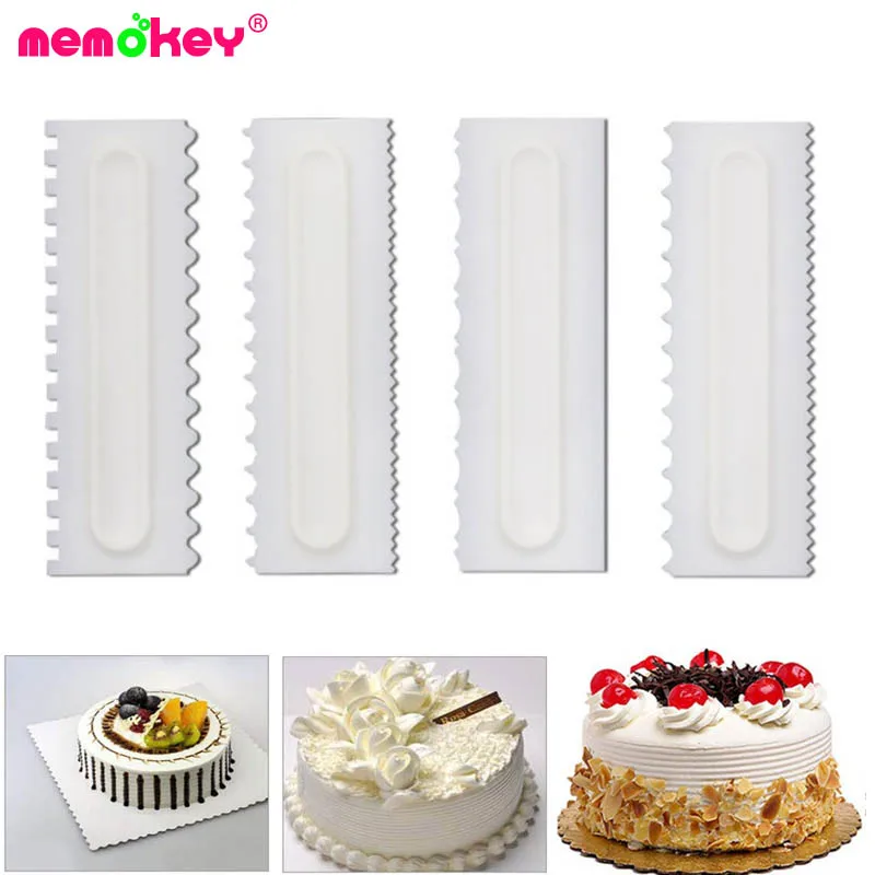 

4Pcs/Set Cake Decorating Comb Cake Scraper Smoother Cream Decorating Pastry Icing Comb Fondant Spatulas Baking Pastry Tools D