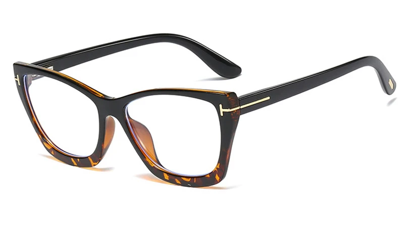 black leopard Peekaboo tr90, синие очки для компьютера, женские, кошачий глаз, черные очки по рецепту, для мужчин, большая оправа, унисекс - Цвет оправы: black leopard