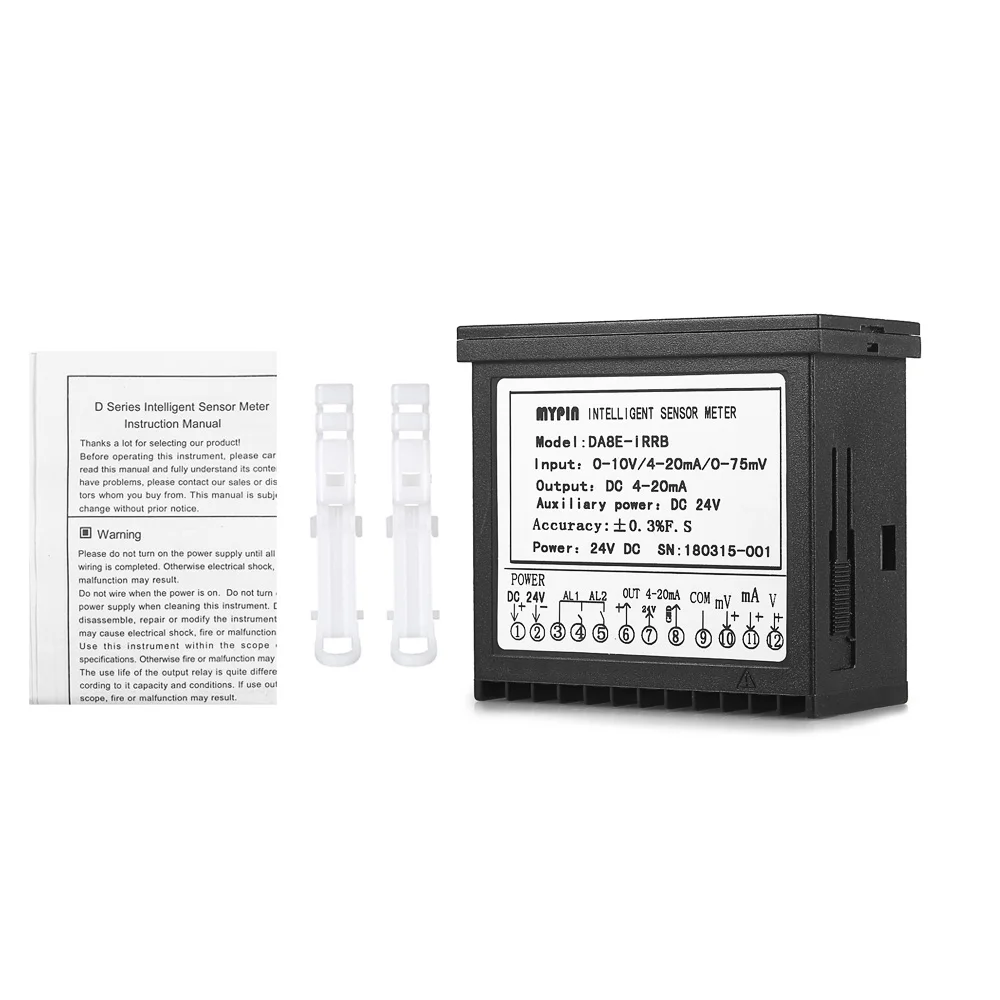 DC 24V Digital Sensor Meter Multi-functional Intelligent LED Display with 2 Relay Alarm Output and 0~10V/4~20mA/0~75mV Input
