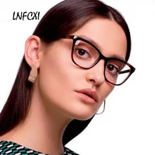 LNFCXI классическая металлическая отделка ногтей оправы для очков женские желеобразные цветные оптические оправы женские модные кошачьи глаза поддельные очки