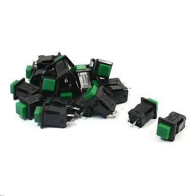

20 Pcs SPST Soldering Terminal Locking Action Square Head Push Button Switch