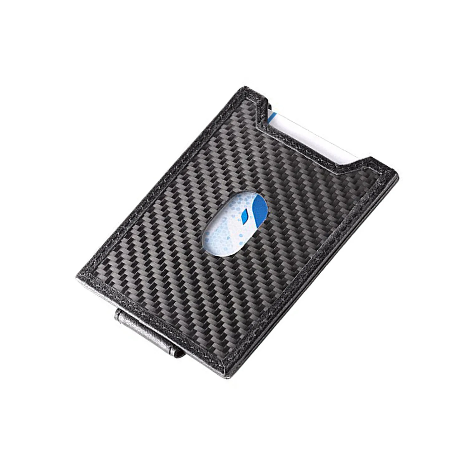 

Genuine Leather Carbon Fiber Card Package Men RFID Magnet Short Card Holder Industry at Will Logo