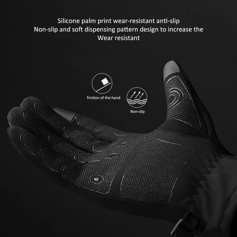 1Pair Unisex Skiing Gloves Winter Snowboard Ski Gloves Touch Screen Fleece Waterproof Motorcycle MTB Bike Gloves Full Finger