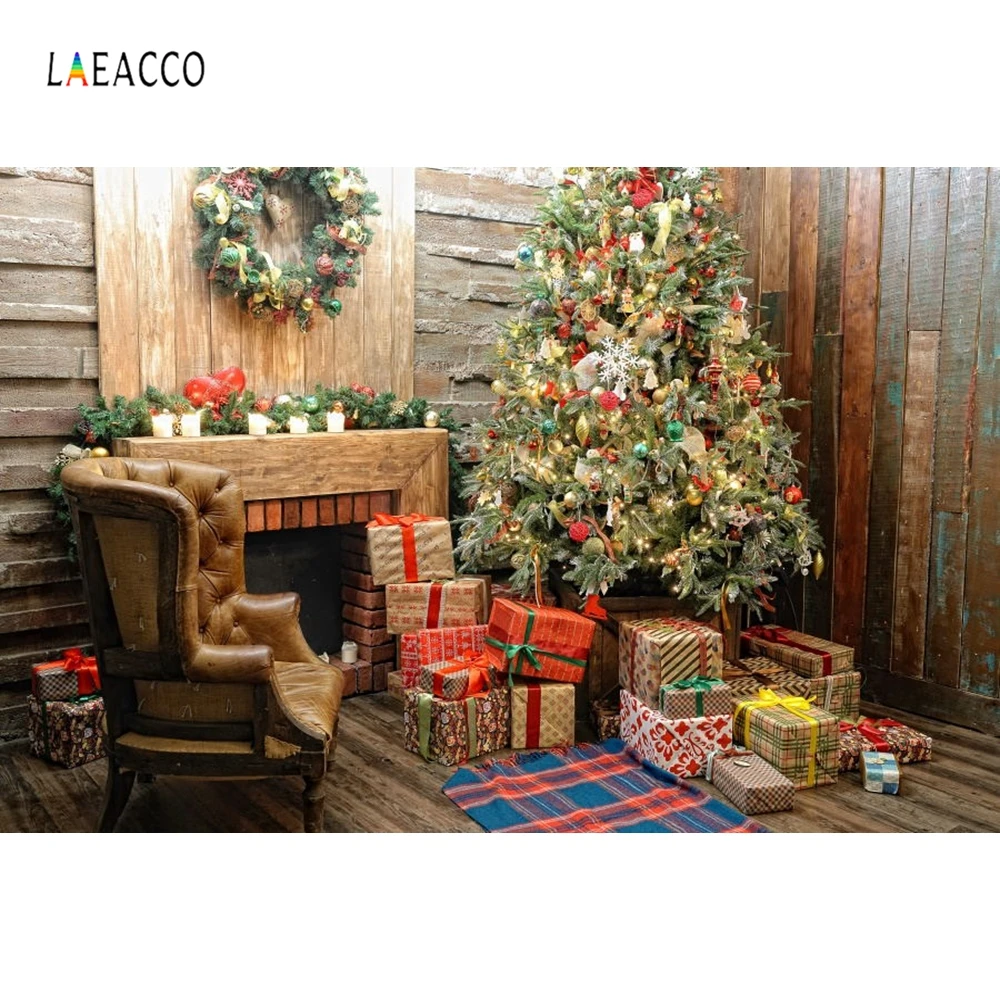 Laeacco камин для новорожденных детей Фотофон с зеленой Деревянной Стеной и