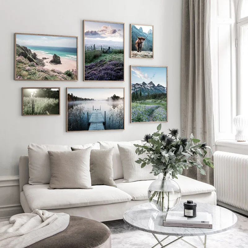 Sunrise природа пейзаж Живопись Холст Отдых Туризм Wall Art плакат скандинавский принт
