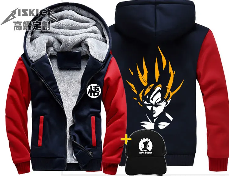Dragon Ball saiyan, крутая уличная одежда в стиле хип-хоп, Мужская одежда, wo, мужское плотное пальто, куртка, зимняя теплая бархатная толстовка, топ с капюшоном - Цвет: Style 12 Asian size