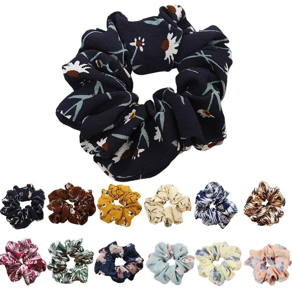 

Women Elastic Hair Bands Fashion Flowers Print Large Accessories Fashion Hair Ropes Rubber Ring Wear Hair Hair Hair intesti F8H3
