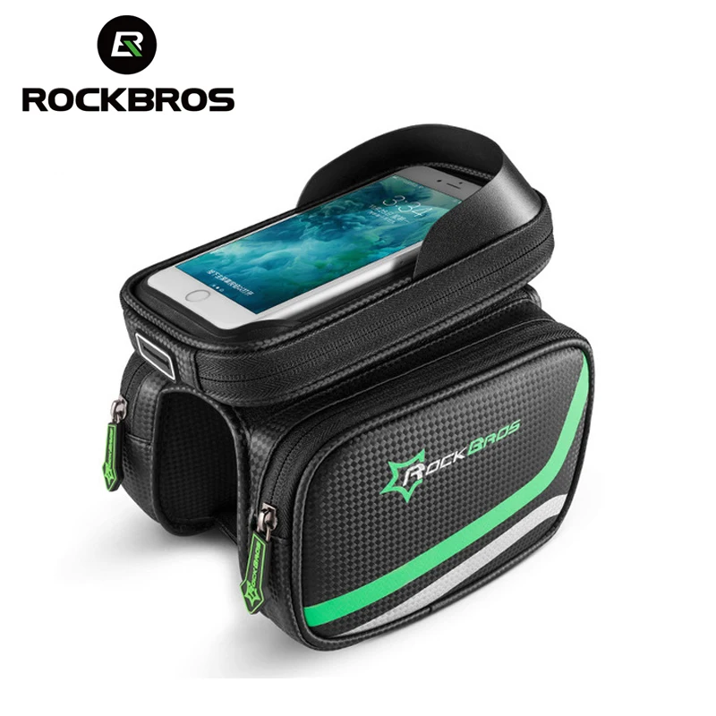 ROCKBROS MTB велосипедная сумка непромокаемая Передняя сумка верхняя труба двойная сумка для велоспорта Pannier 5,8 6,2 дюймов аксессуары для сенсорного экрана
