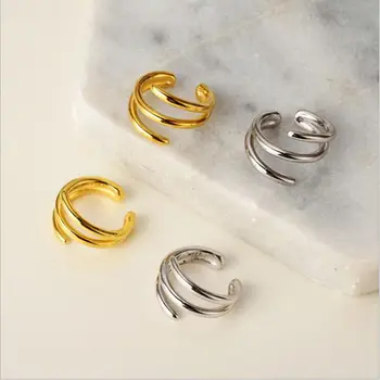 

Amaiyllis 1pc S925 Sterling Silver Line Ear Clip Female Without Ear Hole Personalized Wild Round Geometric Ear Clip Jewellry