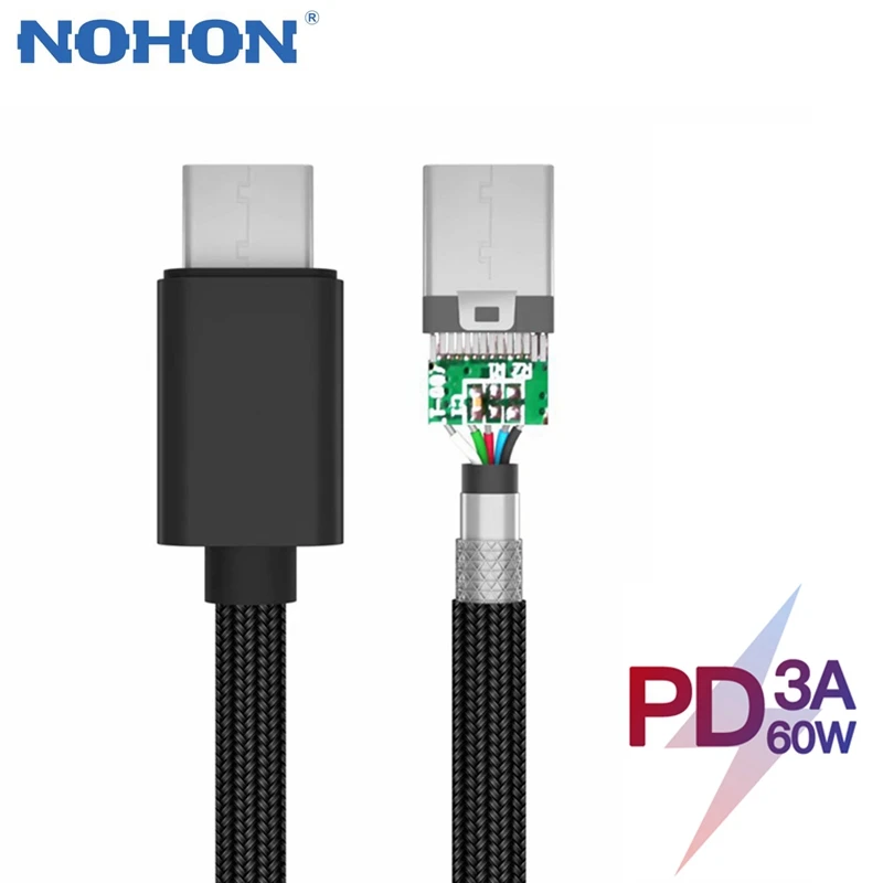 

NOHON USB Type C Cable To USB C Cable For Samsung S10 Xiaomi Mobile Phone USB C PD Fast Charging Charger Cord USB-C Type-C Cable