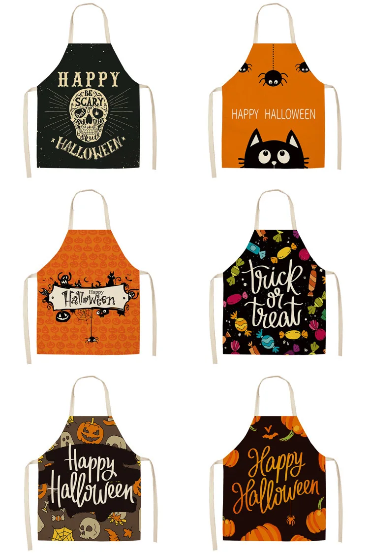 Cotton Linen Creative Europe And America Halloween Apron Support Wql0039