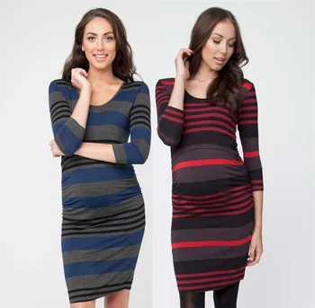 

Spring Auturm 2020 Pregnant Women Casual Breastfeeding Nursing Dress Long Sleeve Striped Pregnancy Maternity Long Dresses