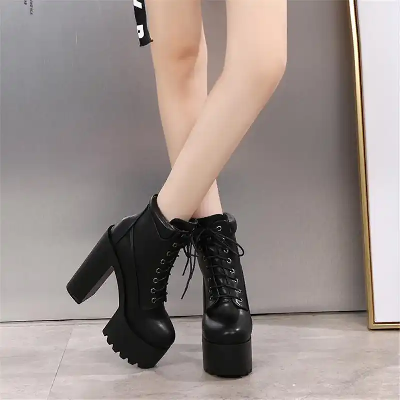 black lace up platform boots