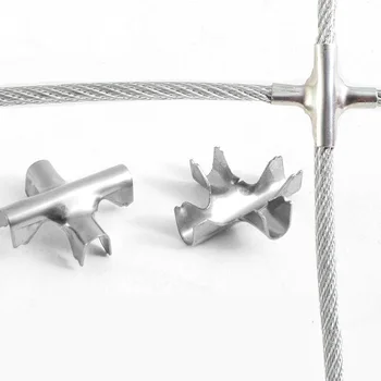 

200PCS 304 Stainless Steel Cross Clips Stealth Security Network Cross Buckle Protective Mesh Window For 1.2/3/4mm Wire Cable