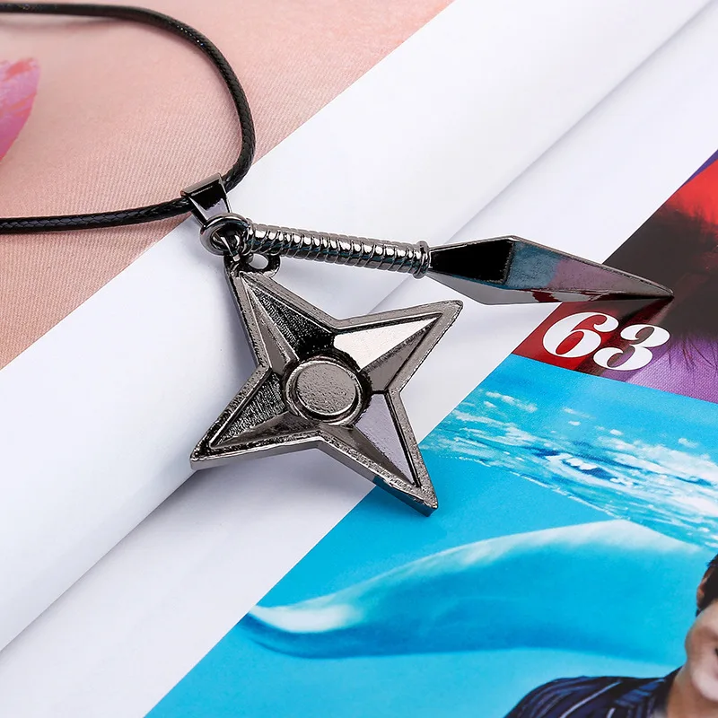 Anime Cosplay necklace Kunai-Shuriken Dart-Weapon Konoha Logo Uzumaki Leather Rope Ninja Pendant necklaces | Украшения и