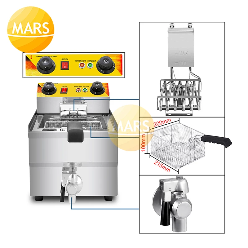 US $268.45 Heavy Duty Electric Deep Fryer with Strainer 17L Fried Chicken Frying Machine Stainless Steel Fryer for Food Chips Potato Fries