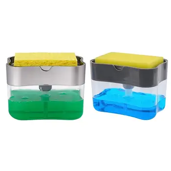 

Kitchen Sink Storage Box Tray Sponge Soap Dispenser And Sponge Caddy Manual Soap Dispenser