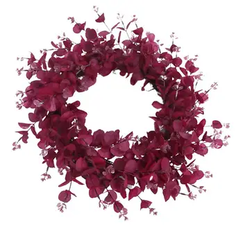 

Simulated Eucalyptus Rattan Garland Wall Door Wreath for Garden Wedding Festival Celebrations (Red Eucalyptus Wreath)