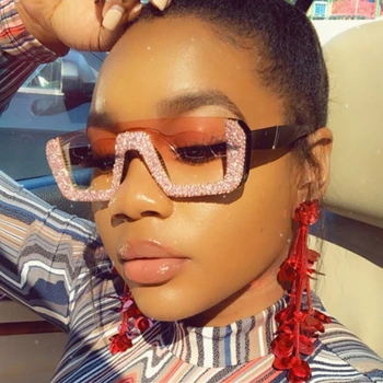 

Square Luxury Sunglasses women Brand Designer Ladies Oversized rhinestone Sunglasses Men Half Frame eyeglasses For Female UV400