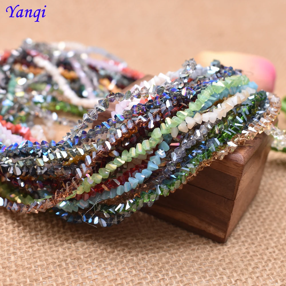 Crystal Beads 38 Color Triangle 4mm 130pcs Loose Glass Beads Jewelry Making DIY Earring Necklace
