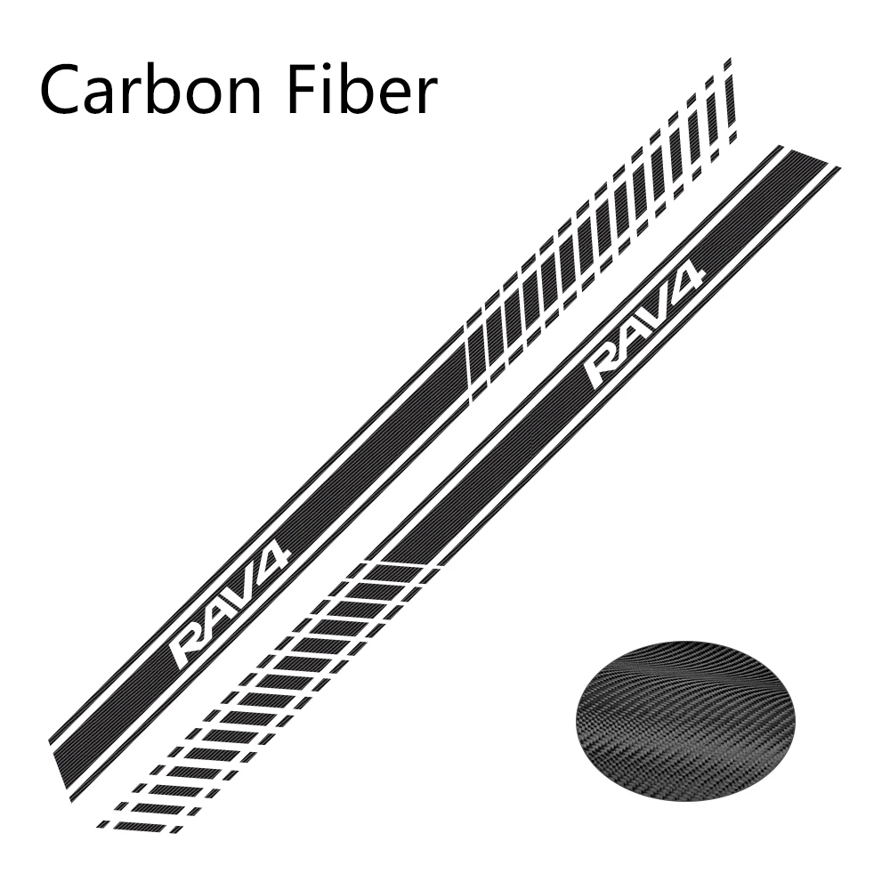 Carbon Fiber 2 шт. наклейки для автомобиля с боковыми полосками для Toyota RAV4 Авто Виниловая пленка наклейки DIY Украшение для стайлинга автомобиля аксессуары для тюнинга автомобиля - Название цвета: Carbon Fiber