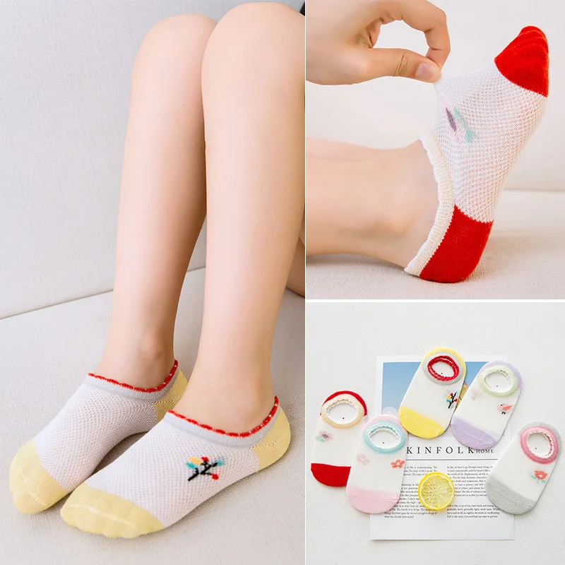 

CHILDREN'S Socks Summer Mesh Breathable Cartoon No-show Socks Short Hidden Socks Peas Ankle Sock