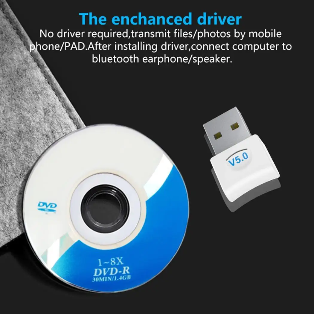 

Wireless Bluetooth Adapter 5.0 Bluetooth Dongle 20 (m) for 10 (Mbps) USB Desktop Plug and Play Computer