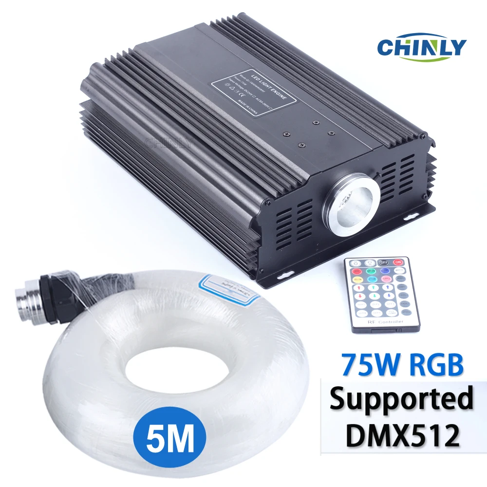 DMX 75W RGB светодиодные волоконно оптические огни RF пульт дистанционного управления