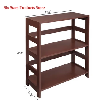 

Furniture Living Room Storage Rack Wood Shelf 3 Tier Bookcase Shelf Storage Organizer Accessory Brown Color
