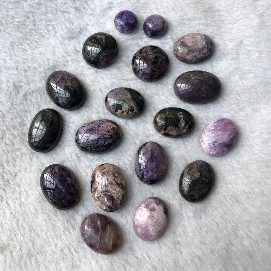 1 Pz Ab Qualità 100% Naturale Charoite Perlina Cabochon15X20Mm 16X22Mm Ovale Gemma Perlina Cabochon, Gemma Gioielli Perlina Cabochon Anello Faccia