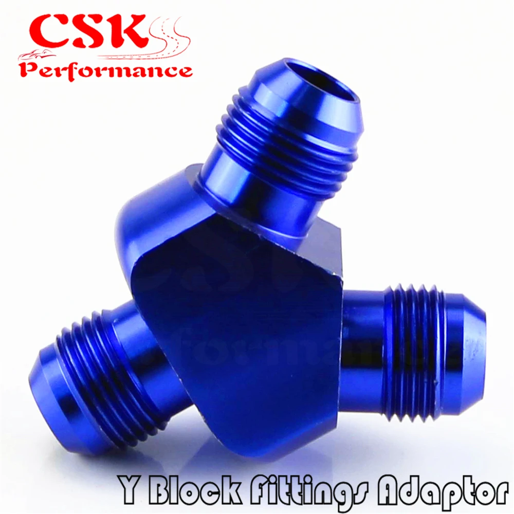 

10AN AN10 Billet Aluminium Y Block Adapter Fitting Blue/Red