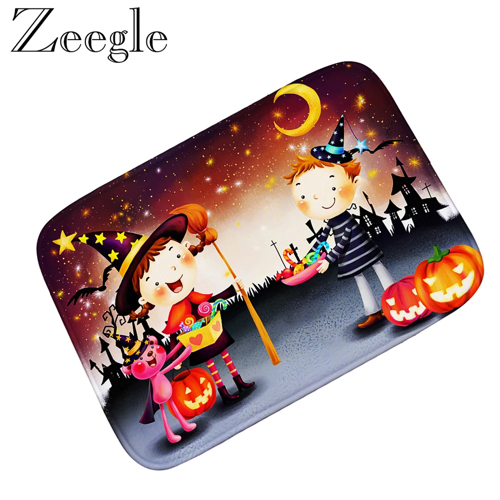 Cartoon Halloween Funny Floor Mat Kids Room Carpets Bedside Carpet Mat Non Slip Memory Foam Absorbent Outdoor Rug Front Door Mat