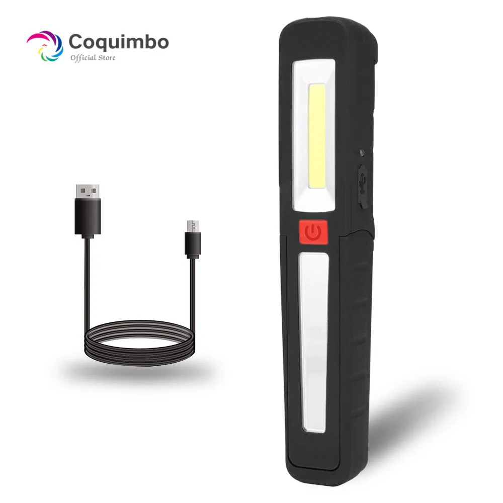 USB Рабочий встроенный фонарик перезаряжаемая батарея 3 режима освещения открытый светодиодный+ COB светодиодный фонарик лампа магнит светодиодный фонарик