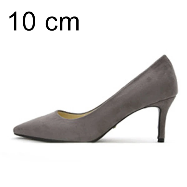 Grey Pumps 10cm Женские туфли-лодочки Женская обувь в Для женщин каблуке, Фирменная женская обувь, мягкое покрытие флок, однотонный цвет, классические женские тонкий каблук Повседневная обувь размера плюс Весна де - Color: Grey Pumps 10cm