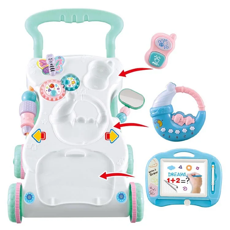 

Baby Walker Trolley Toys Macarons Anti-Falling Tone Height Baby Walker Toy